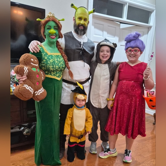 Princess Fiona Shrek Costume Sz L Dress, Wig, Ogre Ears & Nose, Crown - Picture 7 of 8